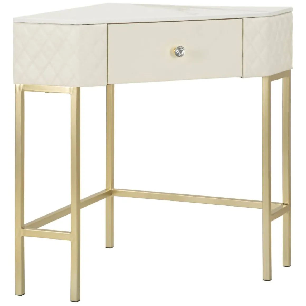Consolle angolare 84x60x77h cm bianco e oro - Viscardo