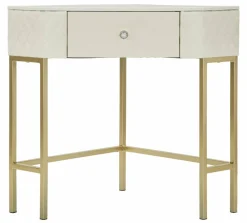 Consolle angolare 84x60x77h cm bianco e oro - Viscardo