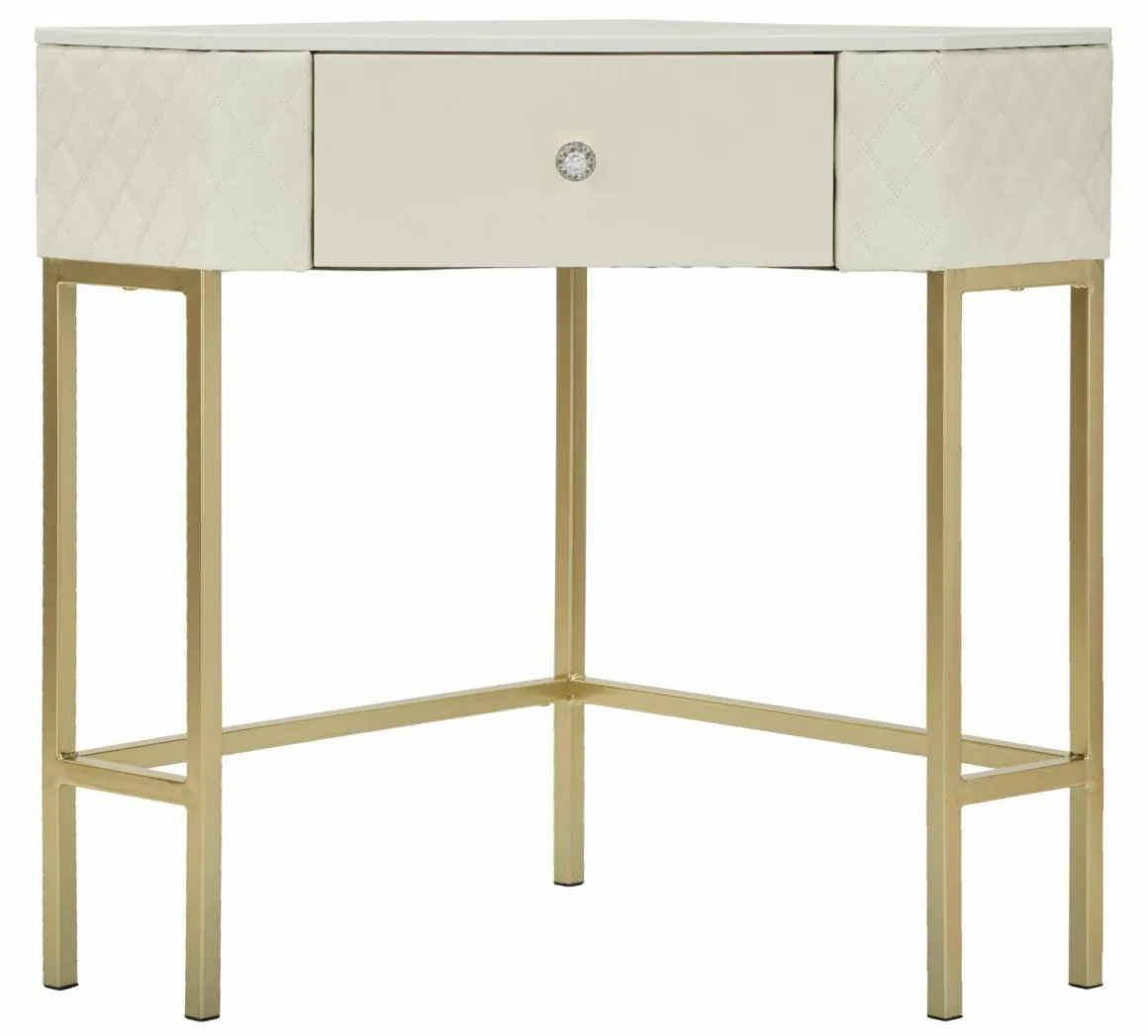 Consolle angolare 84x60x77h cm bianco e oro - Viscardo