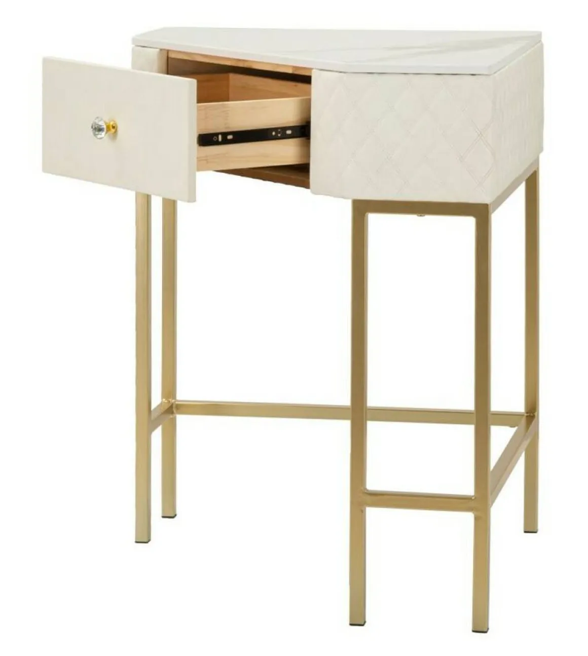 Consolle angolare 84x60x77h cm bianco e oro - Viscardo