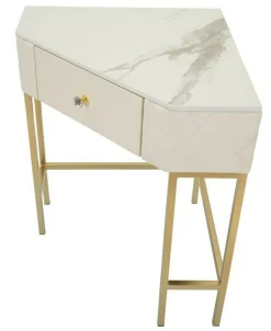 Consolle angolare 84x60x77h cm bianco e oro - Viscardo