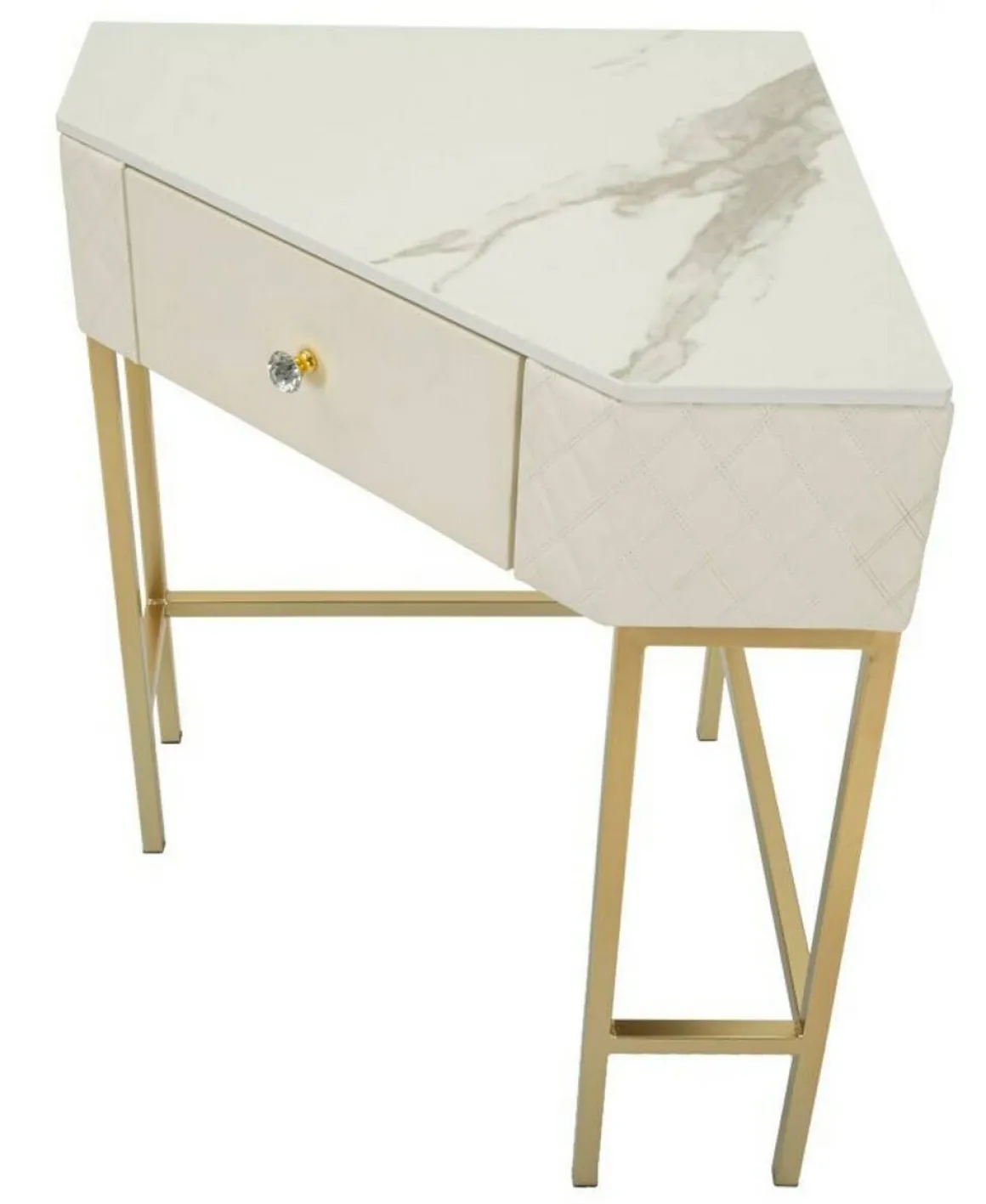 Consolle angolare 84x60x77h cm bianco e oro - Viscardo