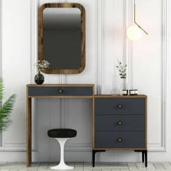 Consolle|Salotto > Dmora Consolle beauty 124x40x84h cm noce e antracite - Namtheun Nero Antracite, Marrone Noce