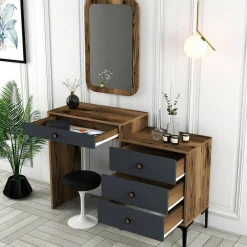 Consolle|Salotto > Dmora Consolle beauty 124x40x84h cm noce e antracite - Namtheun Nero Antracite, Marrone Noce