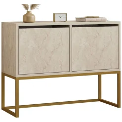 Consolle > Dmora Consolle Beige Marmo Oror 2 Vani Colore Struttura Oror 90x34x70h cm, Colore Ripiano Beige - Arresi Oro, Beige Marmo