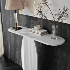 Consolle Bianco Colore Ripiano Bianco 100x30x81h cm, - Ramacca