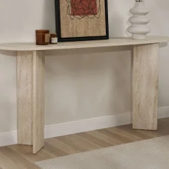 Consolle Bianco Marmo un Ripiano Peso Supportato 25 kg 150x35x75h cm, Colore Ripiano Bianco - Cercino