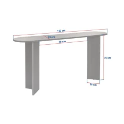 Consolle Bianco Marmo un Ripiano Peso Supportato 25 kg 150x35x75h cm, Colore Ripiano Bianco - Cercino