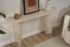 Consolle Bianco Marmo un Ripiano Peso Supportato 25 kg 150x35x75h cm, Colore Ripiano Bianco - Cercino