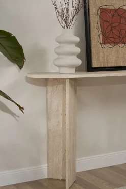 Consolle Bianco Marmo un Ripiano Peso Supportato 25 kg 150x35x75h cm, Colore Ripiano Bianco - Cercino