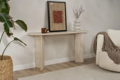 Consolle Bianco Marmo un Ripiano Peso Supportato 25 kg 150x35x75h cm, Colore Ripiano Bianco - Cercino