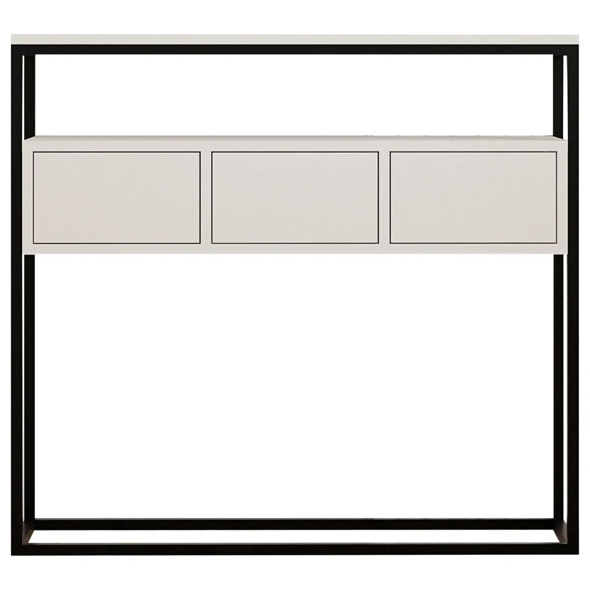 Consolle Bianco Nero un Ripiano un Vano 100x29x90h cm, Colore Struttura Nero - Pianfei
