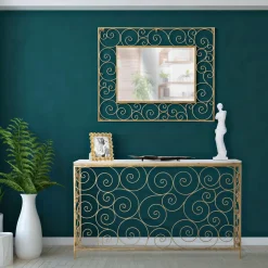 Consolle Bianco oro un Ripiano Materiale Struttura in Marmo 140x36x82h cm, Colore Ripiano Bianco - Goris