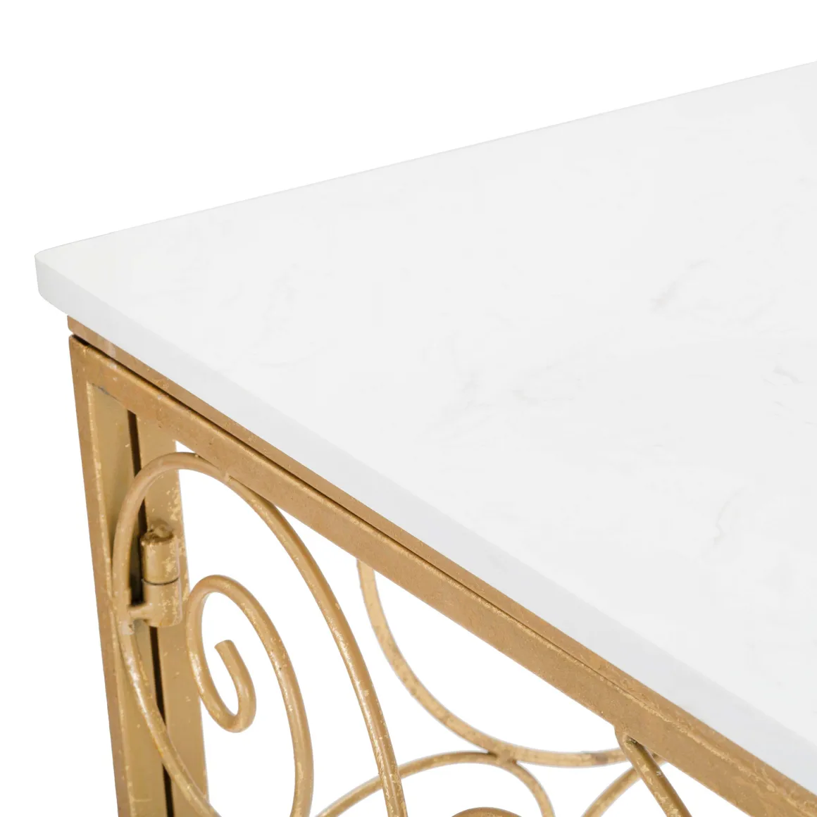 Consolle Bianco oro un Ripiano Materiale Struttura in Marmo 140x36x82h cm, Colore Ripiano Bianco - Goris