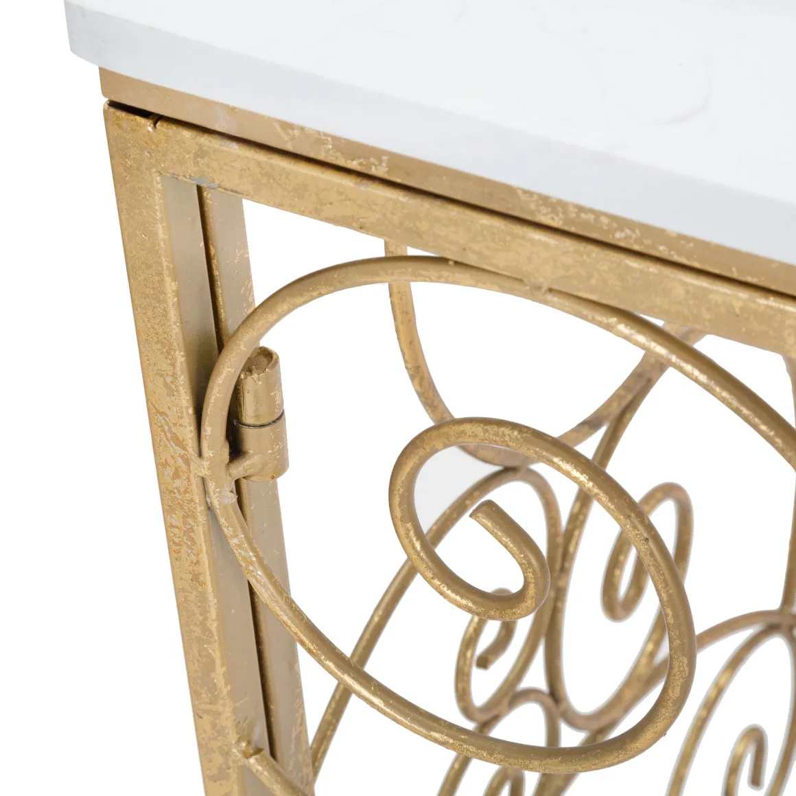 Consolle Bianco oro un Ripiano Materiale Struttura in Marmo 140x36x82h cm, Colore Ripiano Bianco - Goris