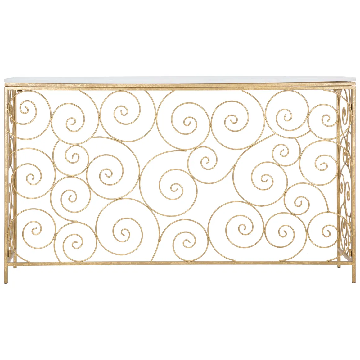 Consolle Bianco oro un Ripiano Materiale Struttura in Marmo 140x36x82h cm, Colore Ripiano Bianco - Goris