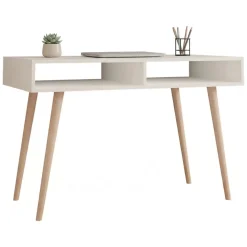 Consolle > Dmora Consolle Bianco Rovere Marrone 2 Vani Colore Struttura Marrone 120x60x75h cm, Colore Ripiano Bianco - Busachi Marrone, Bianco Rovere