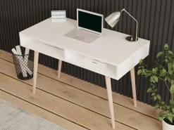 Consolle > Dmora Consolle Bianco Rovere Marrone 2 Vani Colore Struttura Marrone 120x60x75h cm, Colore Ripiano Bianco - Busachi Marrone, Bianco Rovere
