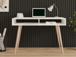Consolle > Dmora Consolle Bianco Rovere Marrone 2 Vani Colore Struttura Marrone 120x60x75h cm, Colore Ripiano Bianco - Busachi Marrone, Bianco Rovere