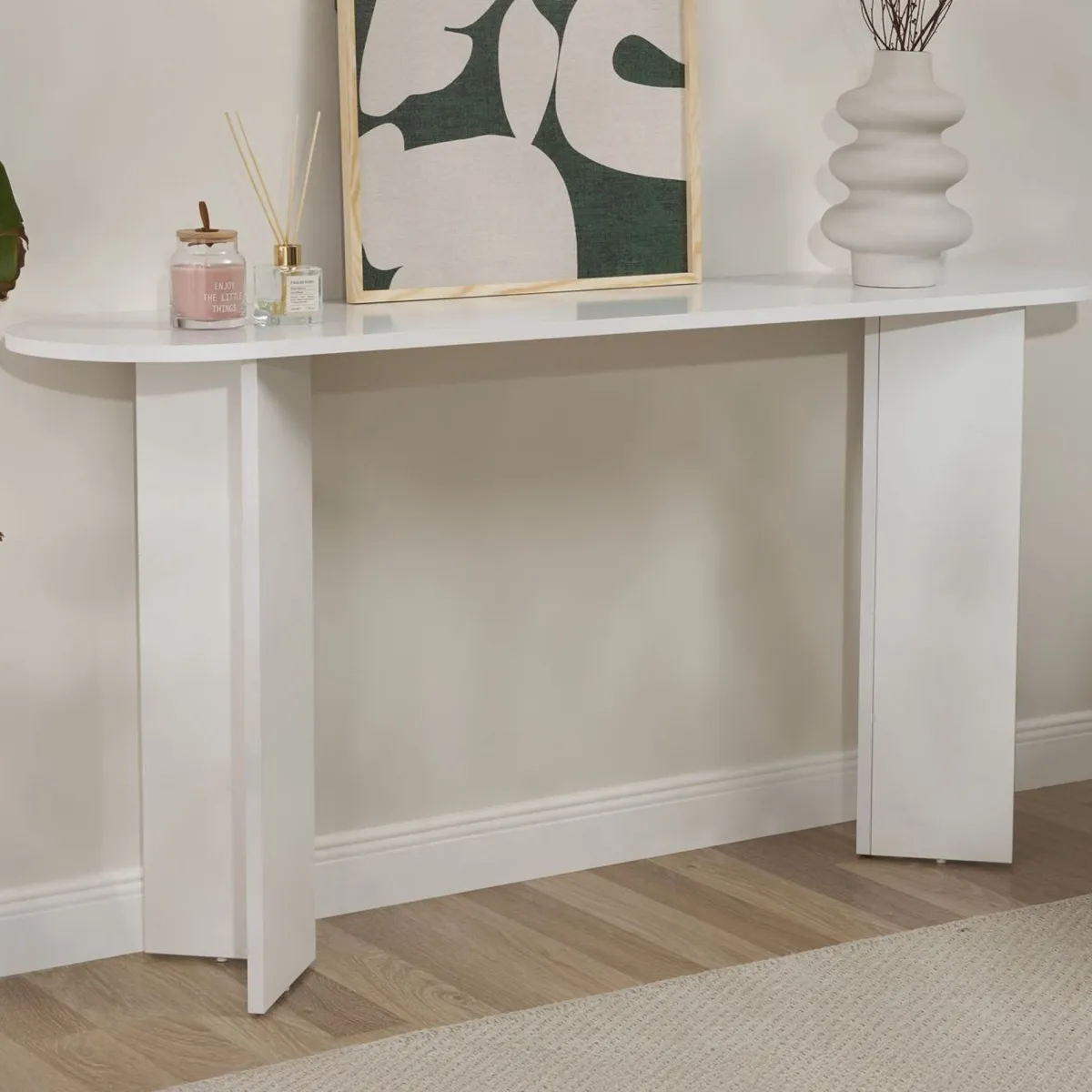 Consolle > Dmora Consolle un Ripiano Peso Supportato 25 kg 150x35x75h cm, Colore Ripiano - Cercino Bianco