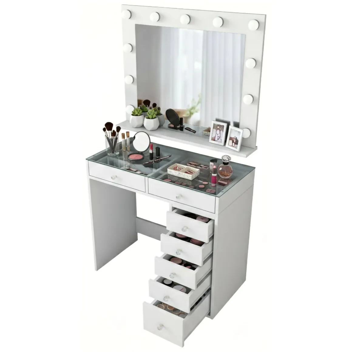 Consolle con specchio 90x45x80h cm bianco - Bussero