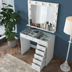 Consolle con specchio 90x45x80h cm bianco - Bussero