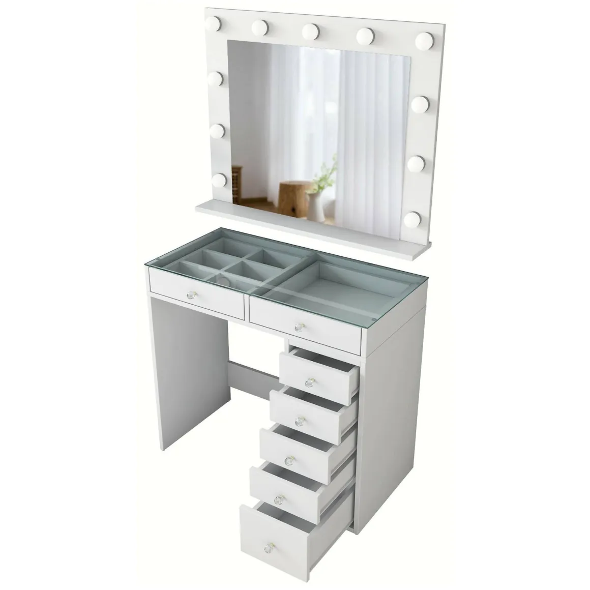 Consolle con specchio 90x45x80h cm bianco - Bussero