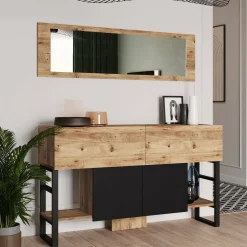 Consolle > Dmora Consolle con specchio 139x43x83h cm quercia - Alleghe Marrone Quercia