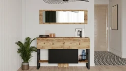 Consolle > Dmora Consolle con specchio 139x43x83h cm quercia - Alleghe Marrone Quercia