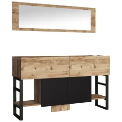 Consolle > Dmora Consolle con specchio 139x43x83h cm quercia - Alleghe Marrone Quercia