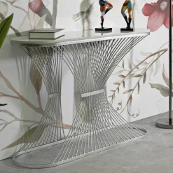 Consolle > Dmora Consolle design in metallo 120x35x79h cm - Branduzzo Argento