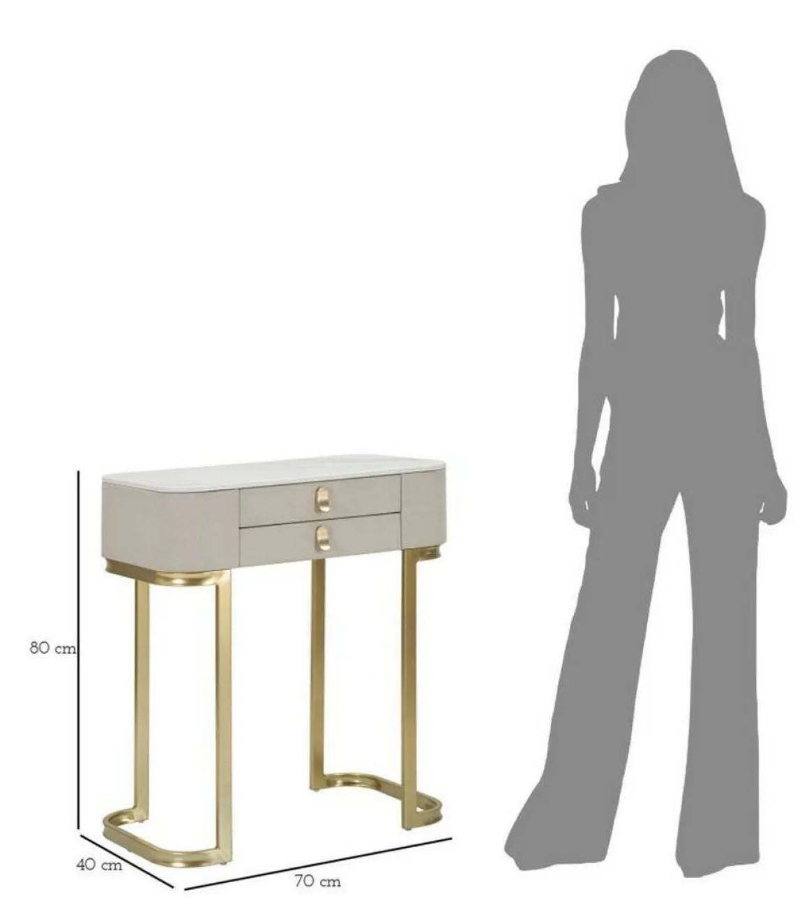 Consolle elegante 70x40x80h cm crema e oro - Ronda