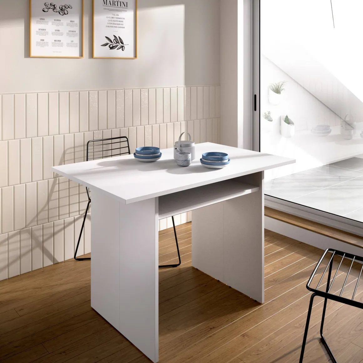 Consolle estensibile minimal 4-6 posti bianco - Adella