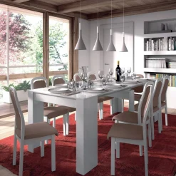 Consolle|Cucina > Dmora Consolle estensibile sala da pranzo 4-10 posti - Abicitren Bianco Lucido