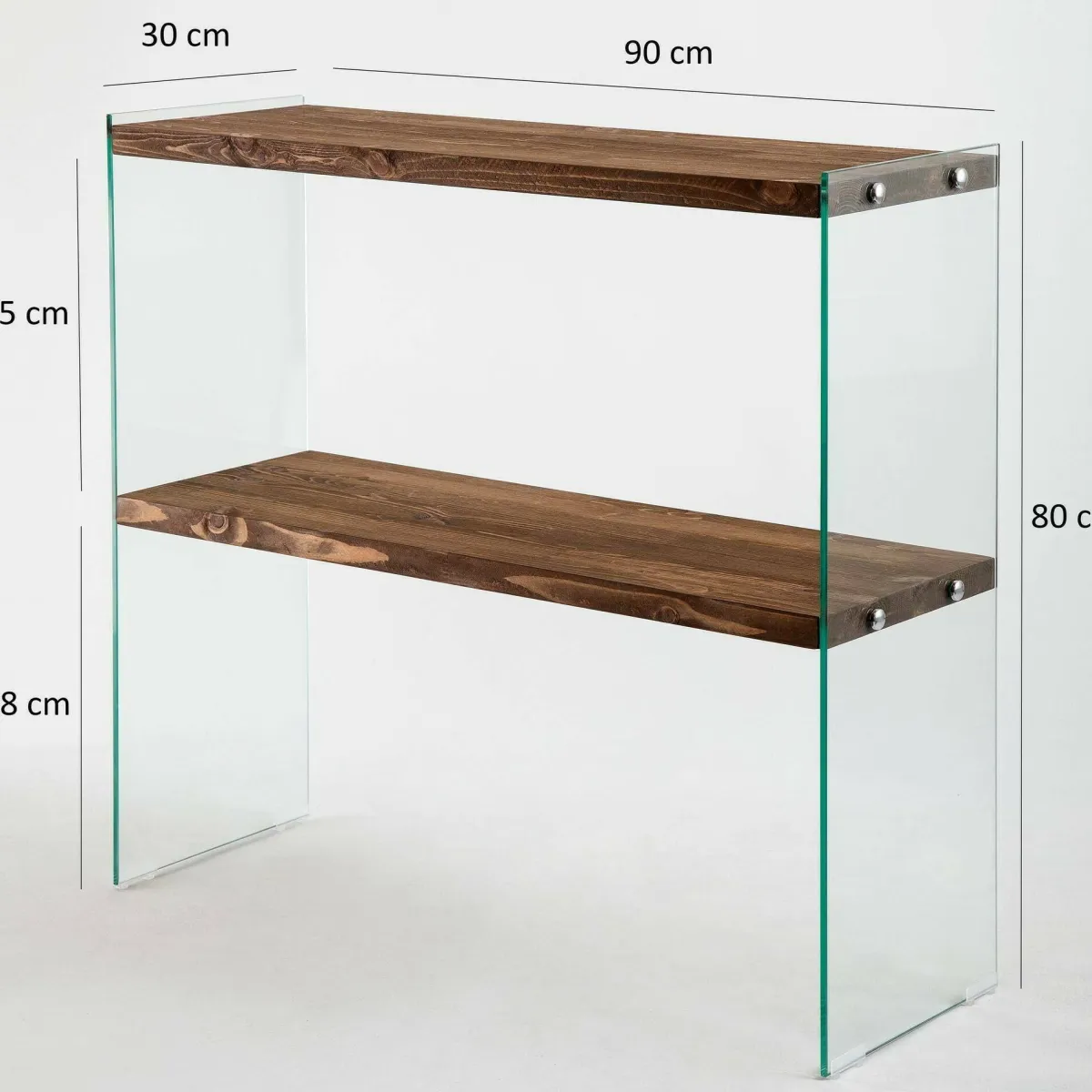 Consolle|Salotto > Dmora Consolle in legno e vetro 90x30x80h cm noce - Doha Marrone Noce