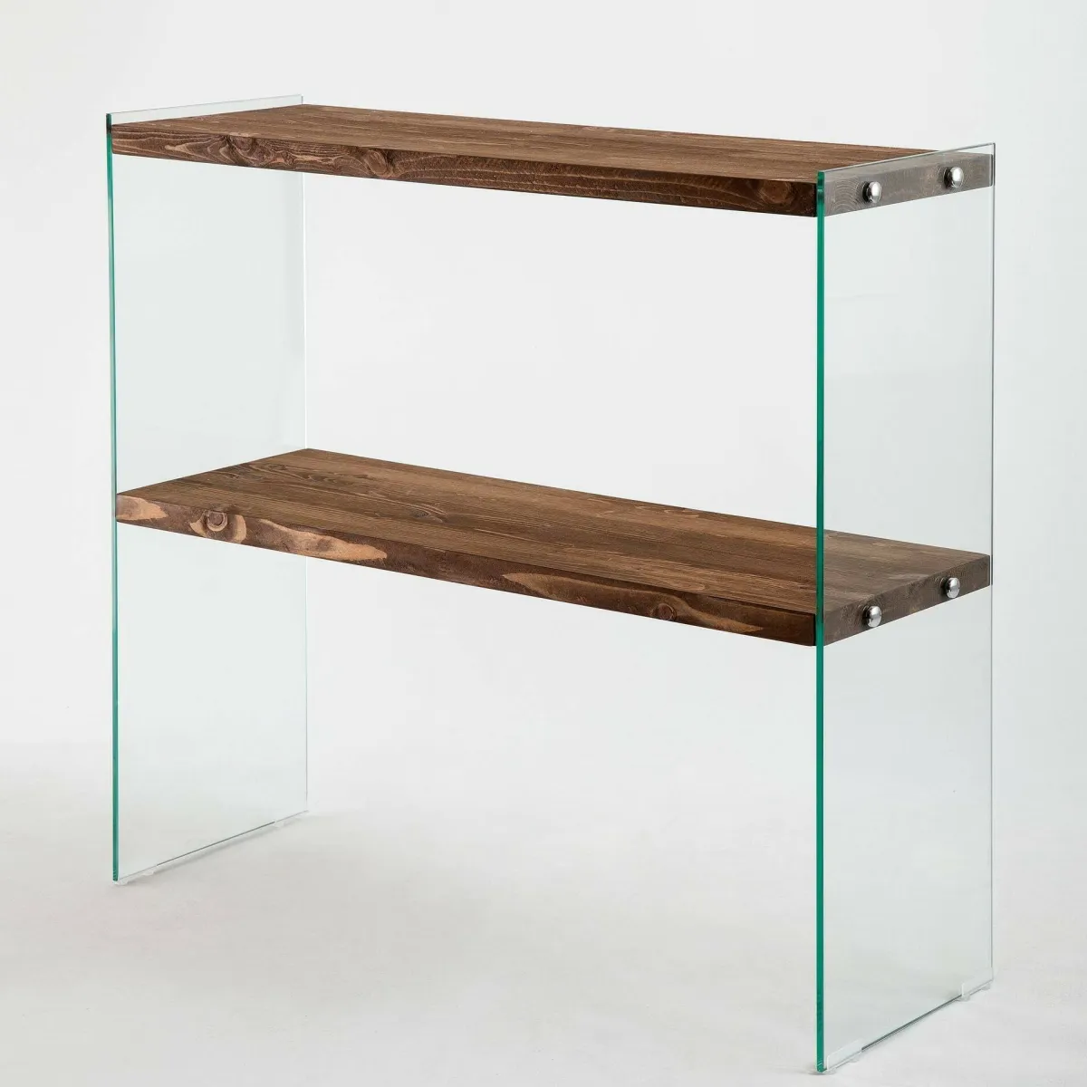 Consolle|Salotto > Dmora Consolle in legno e vetro 90x30x80h cm noce - Doha Marrone Noce