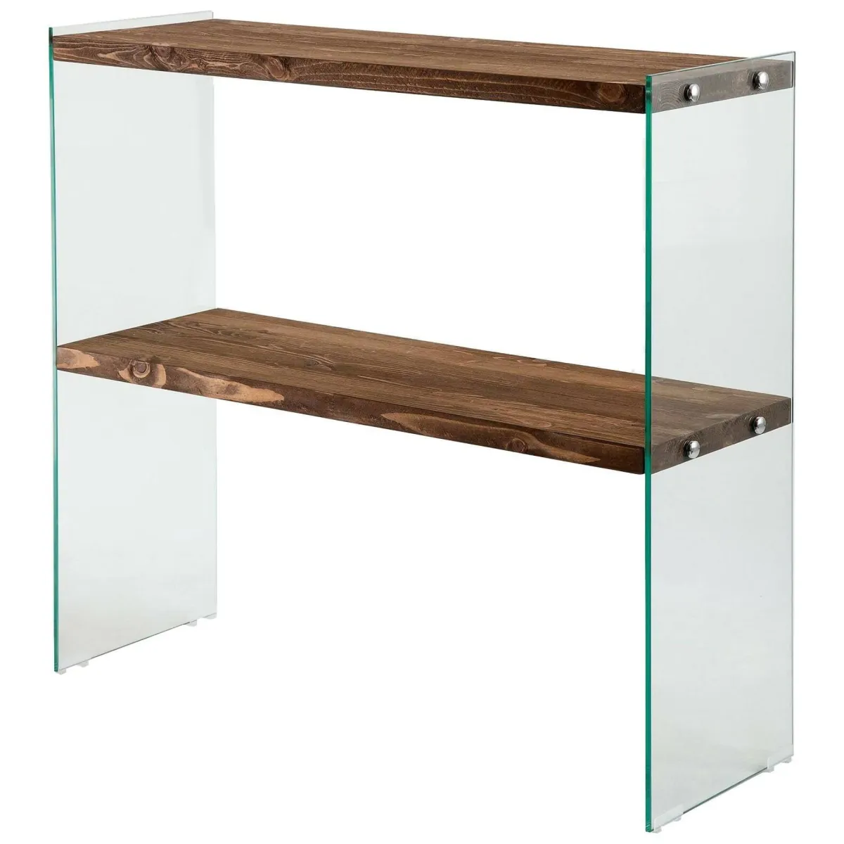 Consolle|Salotto > Dmora Consolle in legno e vetro 90x30x80h cm noce - Doha Marrone Noce