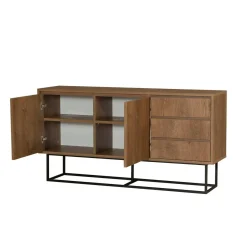 Consolle larga 140x36x72h cm noce e nero - Credenza Kuwait