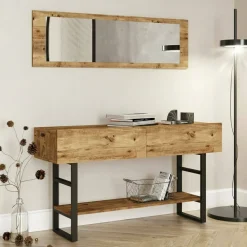 Consolle|Salotto > Dmora Consolle legno e metallo 139x43x75h cm quercia - Izo Marrone Quercia