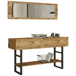 Consolle|Salotto > Dmora Consolle legno e metallo 139x43x75h cm quercia - Izo Marrone Quercia