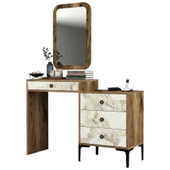 Consolle make up 124x40x84h cm noce e bianco - Namtheun