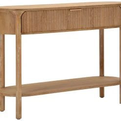 Consolle Marrone Ciliegio oro 2 Ripiani Effetto Invecchiato con 1 Cassetto 110x40x80h cm, Materiale Struttura in Metallo - Faliha