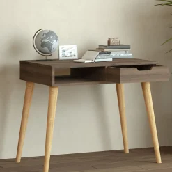 Consolle Marrone Noce Marrone Rovere un Vano Colore Ripiano Marrone 90x60x80h cm, Colore Struttura Marrone - Santerno