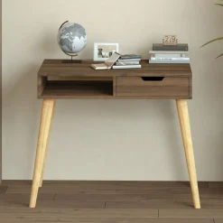 Consolle Marrone Noce Marrone Rovere un Vano Colore Ripiano Marrone 90x60x80h cm, Colore Struttura Marrone - Santerno