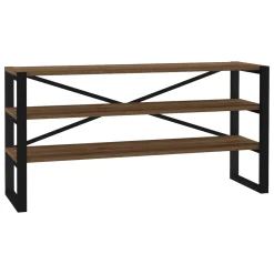 Consolle > Dmora Consolle Marrone Noce Nero 2 Ripiani 2 Vani 120x32x59h cm, Colore Ripiano Marrone - Envie Nero, Marrone Noce