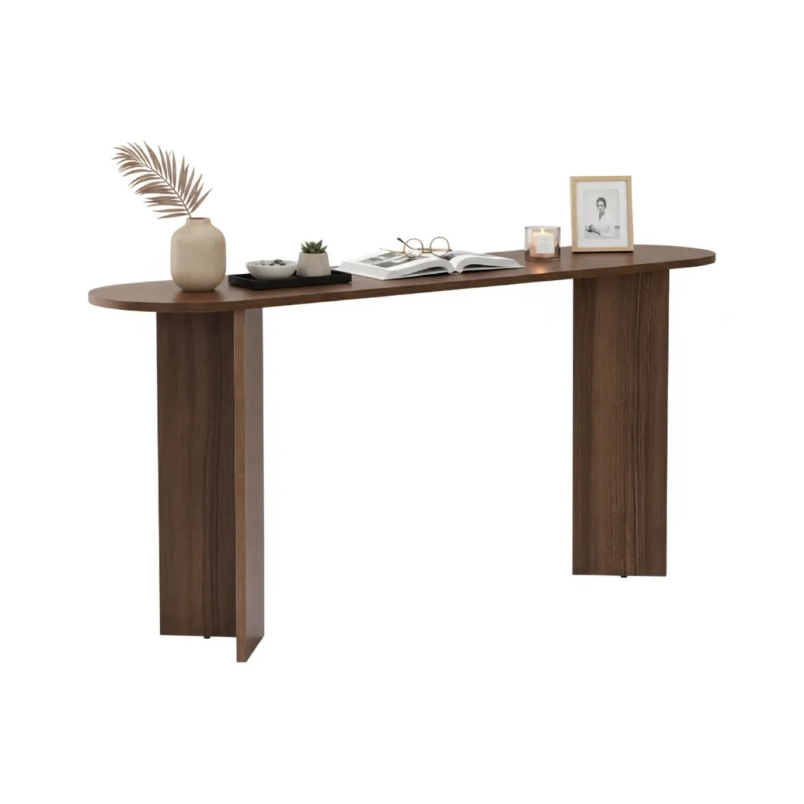 Consolle Marrone Noce un Ripiano Peso Supportato 25 kg 150x35x75h cm, Colore Ripiano Marrone - Cercino
