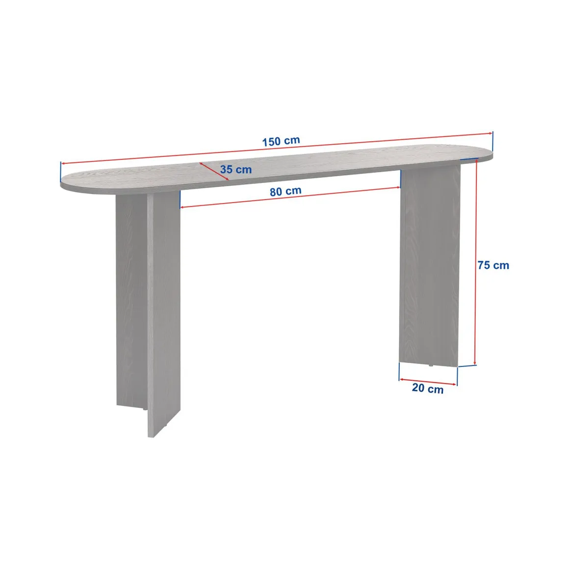 Consolle Marrone Noce un Ripiano Peso Supportato 25 kg 150x35x75h cm, Colore Ripiano Marrone - Cercino