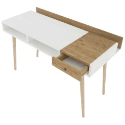 Consolle > Dmora Consolle Marrone Rovere Bianco un Ripiano 2 Vani 120x53x72h cm, Colore Ripiano Bianco - Carugo Bianco, Marrone Rovere
