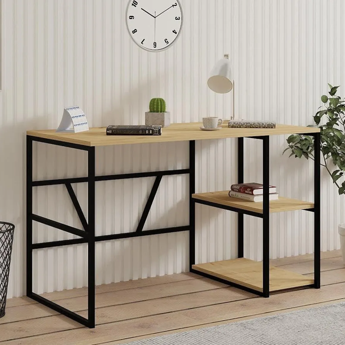 Consolle Marrone Rovere Nero un Ripiano 2 Vani 120x60x74h cm, Colore Ripiano Marrone - Persiceto