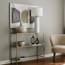 Consolle|Salotto > Dmora Consolle minimal in metallo 100x30x85h cm - Domenica Oro